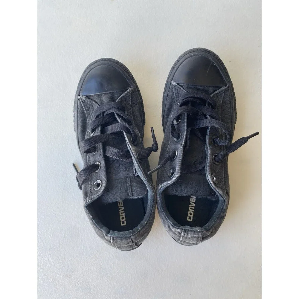 Converse Chuck Taylor All Star Street Ox Black Mono Slip On Shoes Junior Size 2